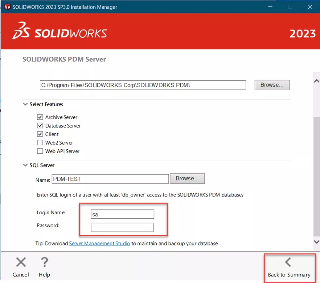 SOLIDWORKS PDM Professional SQL Credentials