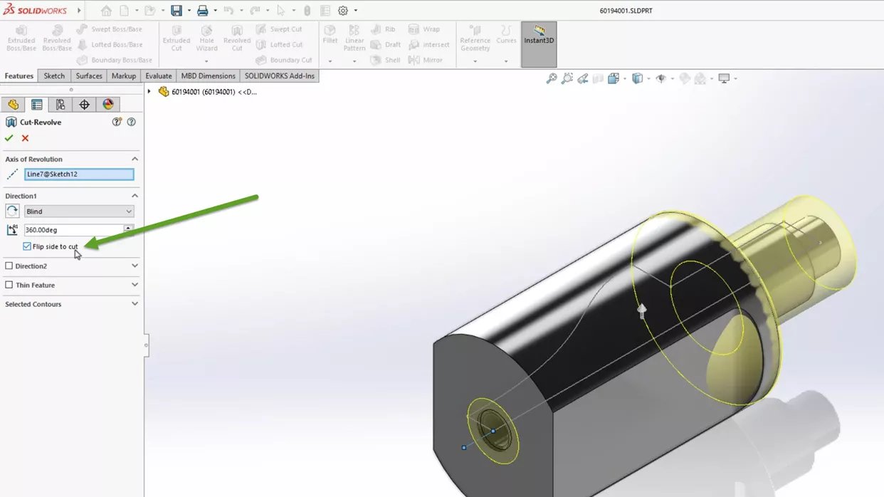 SOLIDWORKS 2024 Flip Side to Cut Option 