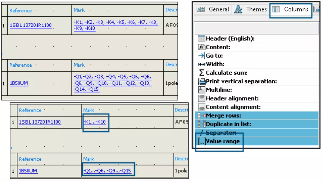 Shortening Lists Using Ranges in SOLIDWORKS Electrical 2024