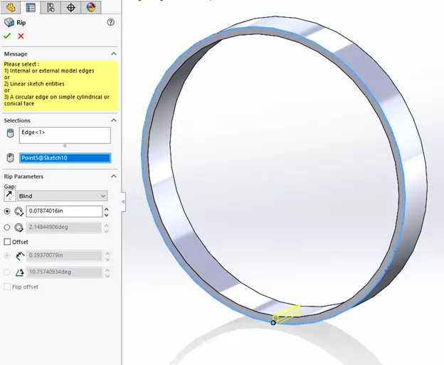 Sheet Metal Rip Tool Updates in SOLIDWORKS 2024