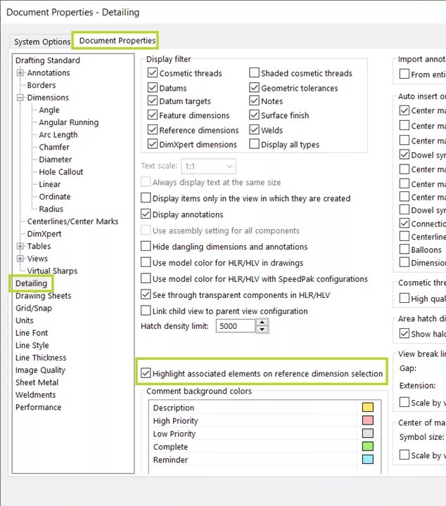 Highlight Associated Elements on Reference Dimension Selection