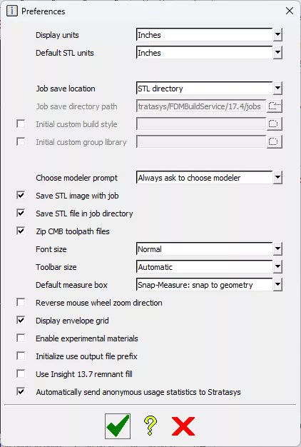 Insight Software Preferences Menu 