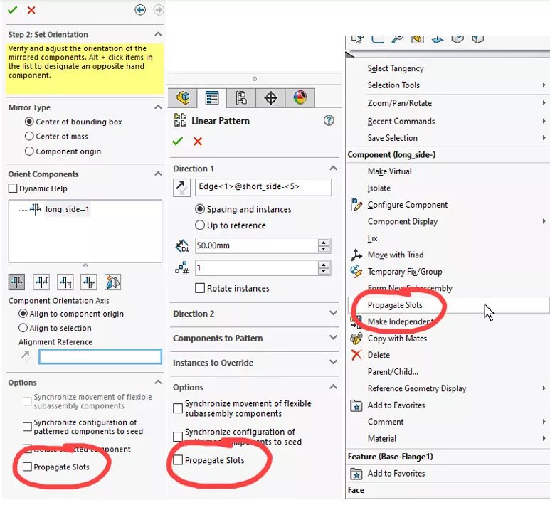 Propagate Slots Option for SOLIDORKS 2024 Sheet Metal Design 