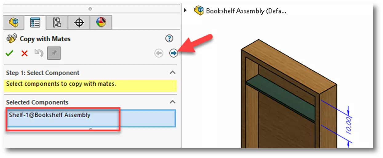 Select Components SOLIDWORKS Copy with Mates