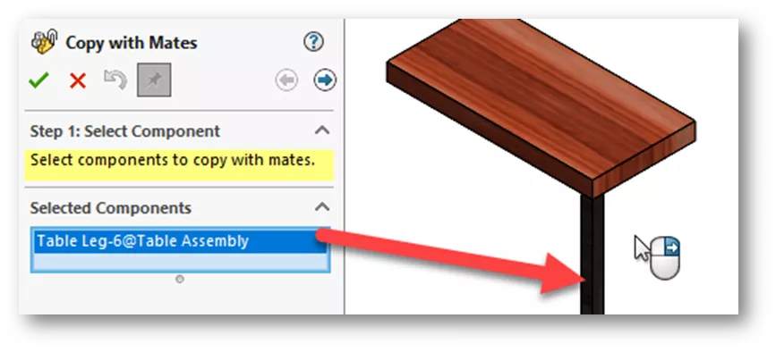 Using SOLIDWORKS Copy with Mates Tool with a Table Assembly 