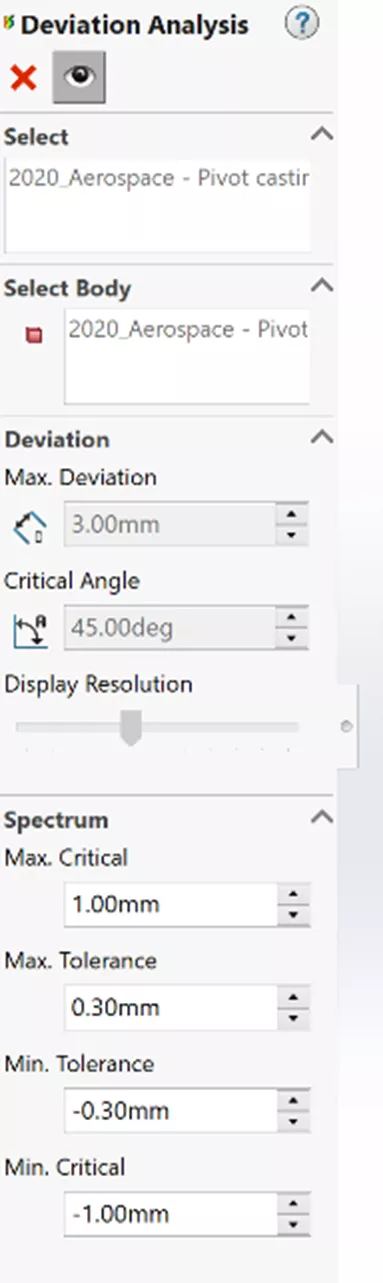 Geomagic for SOLIDWORKS Deviation Analysis Toolbar