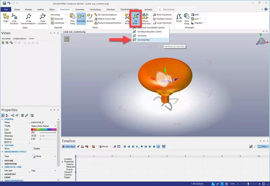 On Line/Axis Option in SOLIDWORKS Composer 