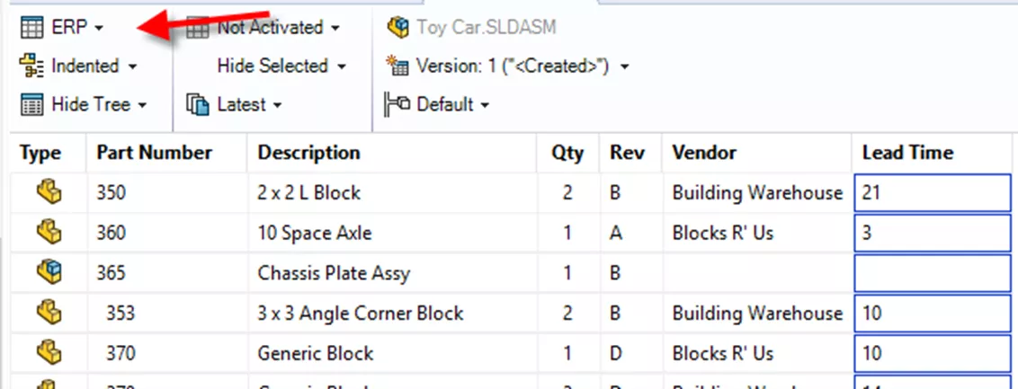 BOM Formatting SOLIDWORK PDM 