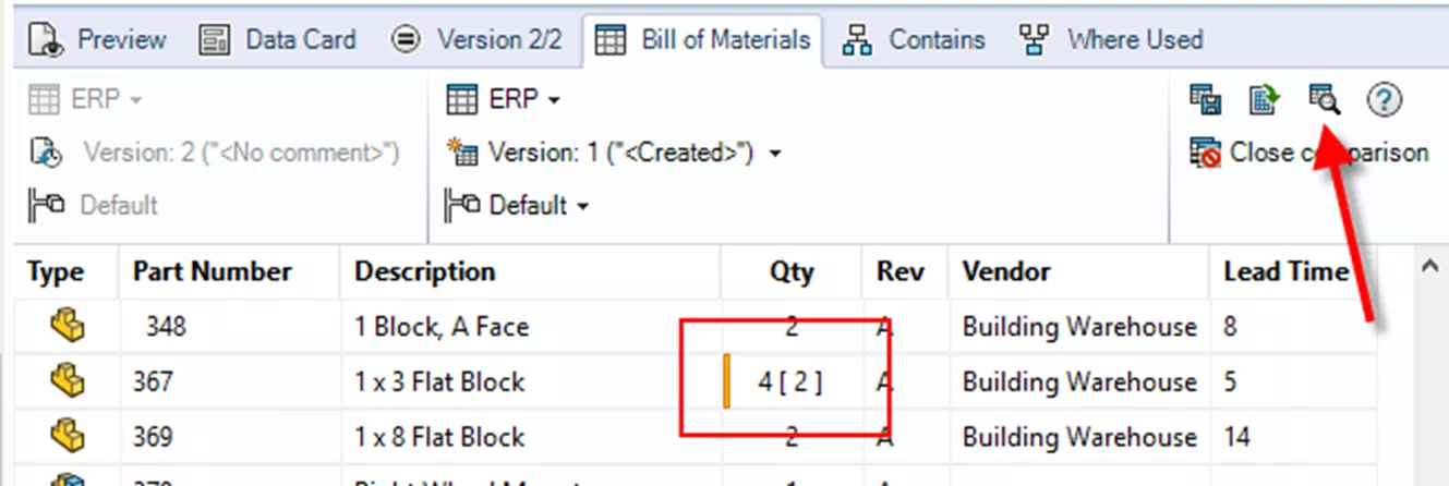 Comparing BOMs SOLIDWORKS PDM 