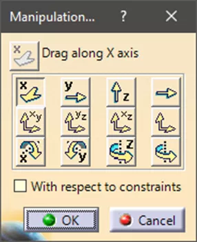 Opciones de la herramienta de manipulación en CATIA