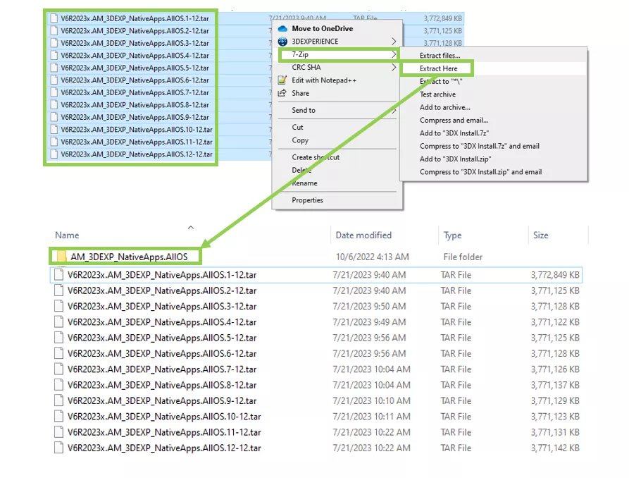 Uso do 7Zip para instalação do 3DEXPERIENCE CATIA 