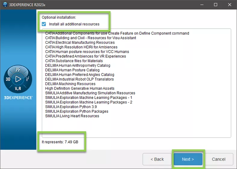 Assistente do 3DEXPERIENCE Instalar recursos adicionais