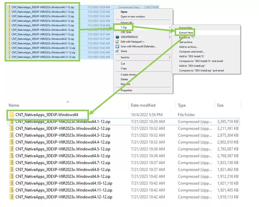 Instalar e usar o 7zip para a instalação do 3DEXPERIENCE CATIA 