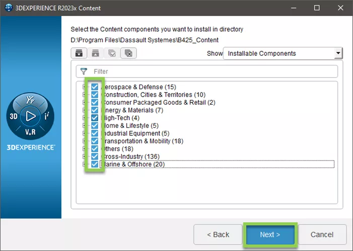 Componentes de conteúdo do 3DEXPERIENCE CATIA