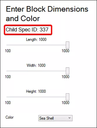 DriveWorks Non Embedded Child Spec