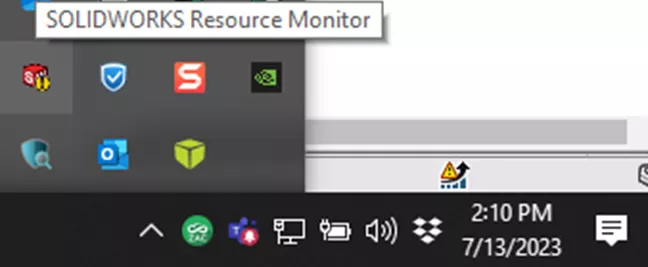 رفض إشعارات الرسومات من SOLIDWORKS Resource Monitor