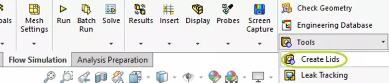 Create Lids Button in CommandManager SOLIDWORKS Flow Simulation