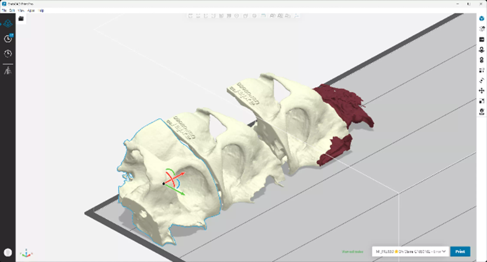 GrabCAD Print can assign different material properties to various parts, like color and shore value