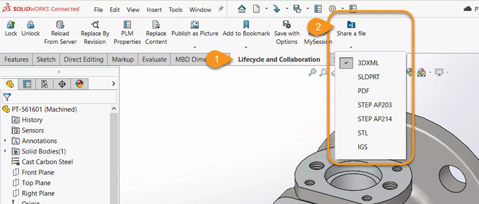 SOLIDWORKS متصلة بمشاركة أمر ملف