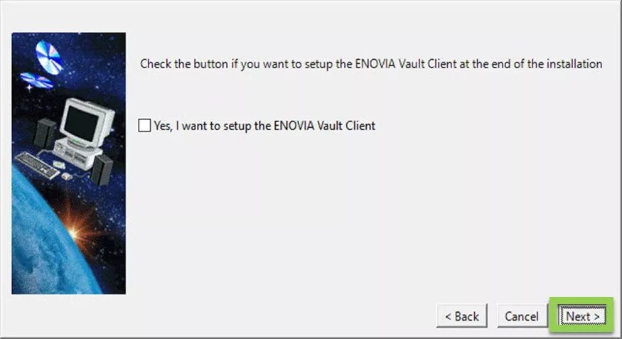 Opción de configuración del cliente ENOVIA Vault