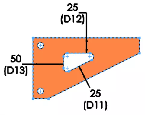 SOLIDWORKS Simulation Sketch Dimensions Controlling the Center Cutout Size 