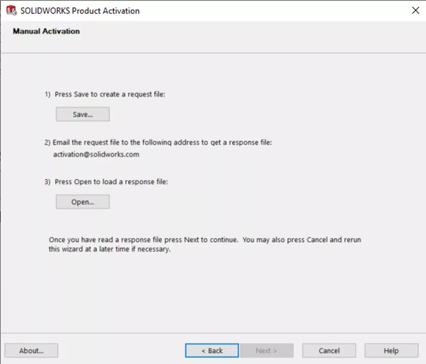 SOLIDWORKS Manual Activation Steps for a Standalone License 