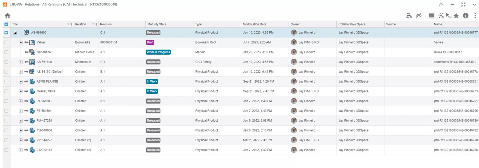 Formato de cuadrícula de datos de 3DEXPERIENCE CLOUD PDM