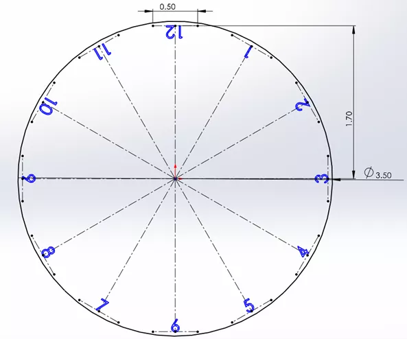 SOLIDWORKSでのダイヤルテキストの説明 