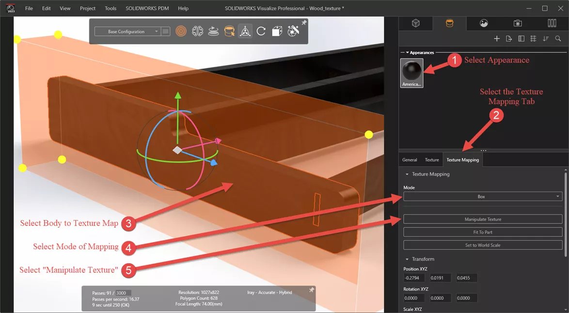 如何在 SOLIDWORKS Visualize 中使用纹理贴图 