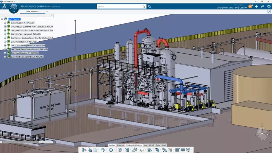 Modelo de montagem grande no 3DEXPERIENCE CATIA 2023xHF3.14