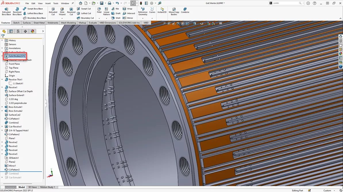 Desempenho de montagens grandes do SOLIDWORKS com carrocerias do SOLIDWORKS