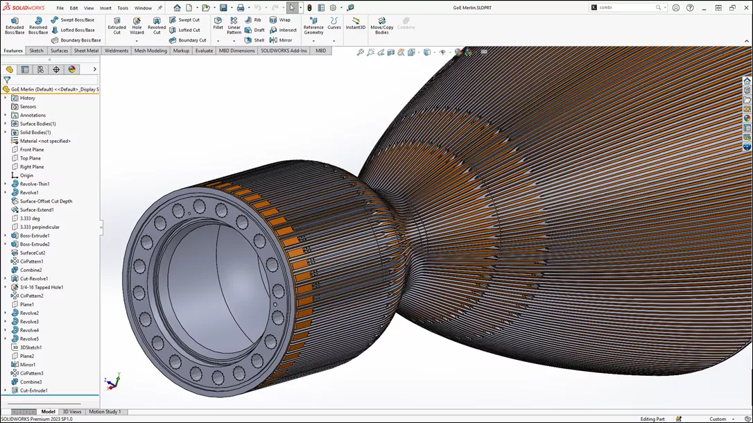 Tempo de reconstrução de conjuntos grandes no SOLIDWORKS