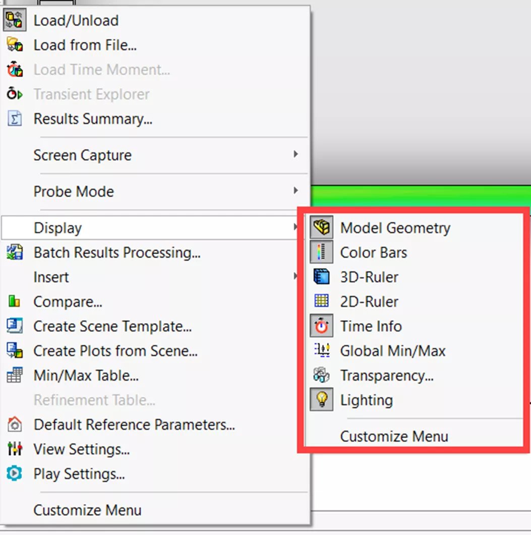 أداة تحليل نتائج وضع عرض محاكاة التدفق من SOLIDWORKS