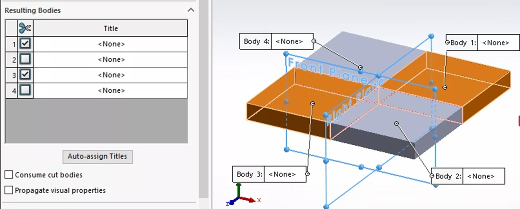 Comment utiliser la commande Split dans SOLIDWORKS avec les corps résultants