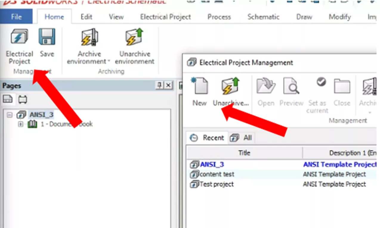 SOLIDWORKS 전기 전기 프로젝트 관리자