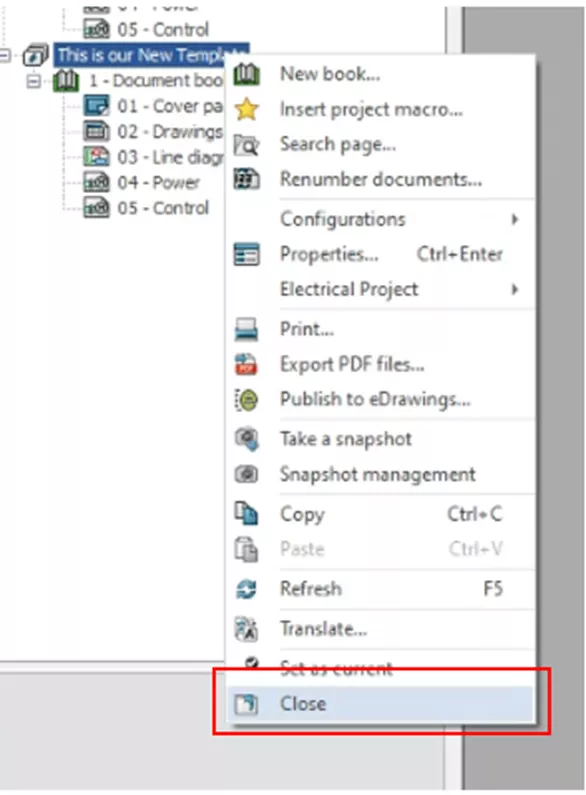 SOLIDWORKS 전선 스타일 프로젝트 닫기