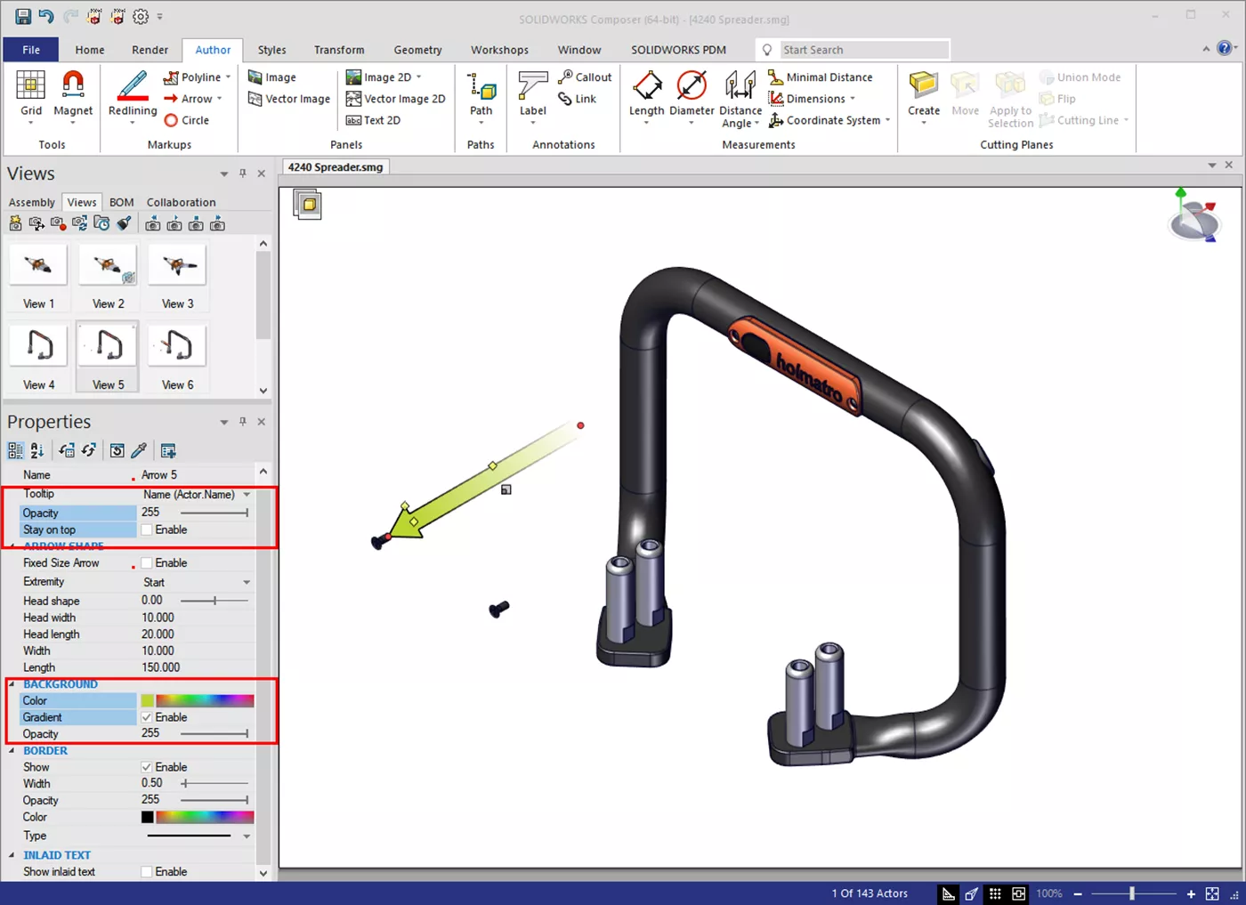Propriétés du style SOLIDWORKS Composer